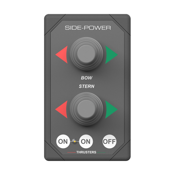 Side-Power dobbelt joystick panel. Fås i Sort eller Grå. vandtæt panel for bov og agtepropel